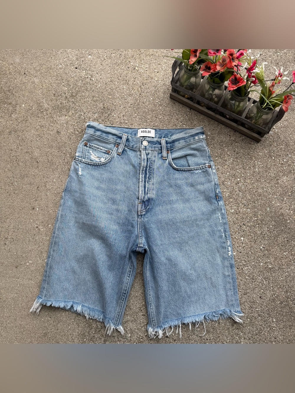 Agolde High Rise Jean Shorts Size 26 - Picture 2 of 5